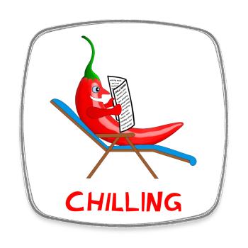chilli, chilling, chilli, lazybones, lazy - Square fridge magnet - white - Front