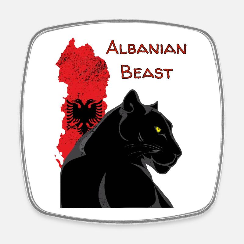 Albaniens Beast: Schwarzer Panther - Square fridge magnet - white