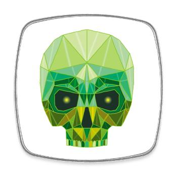 Emerald skull and crosses - Square fridge magnet - white - Front