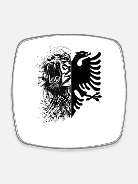 Albania Flag "Albanian Eagle" - Square fridge magnet - white