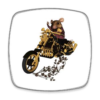 Muster, lustige Maus auf einem Motorrad - Viereckiger Kühlschrankmagnet - Weiß - Vorne