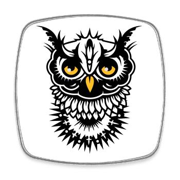 Face of an owl - Square fridge magnet - white - Front