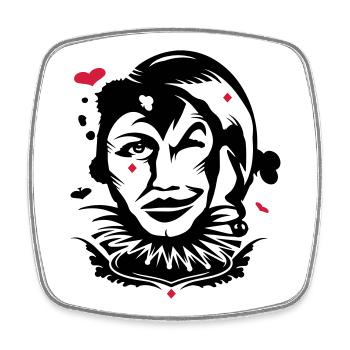 Spielkarte Joker - Viereckiger Kühlschrankmagnet - Weiß - Vorne