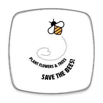 Save the Bees Plant Trees, Save the Bees - Square fridge magnet - white - Front