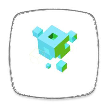 würfel pixel 3d nerd game mind craft Rubix Zauber  - Magnet carré - blanc - Devant