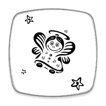 Joyeux Noël, les anges avec des étoiles, mignons. - Magnet carré - blanc - Devant