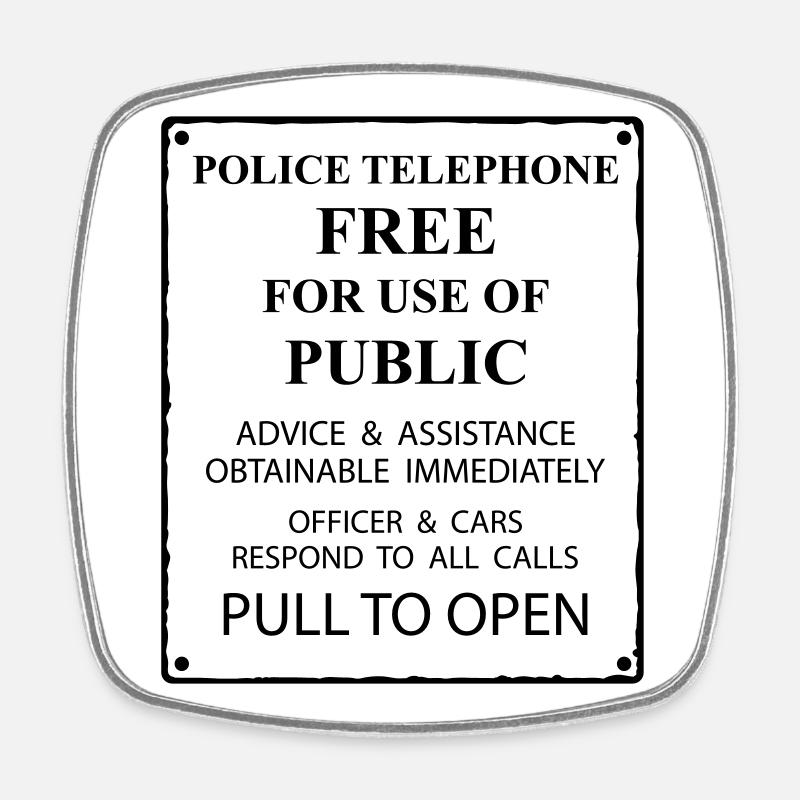 texte de la zone de police - Magnet carré - blanc