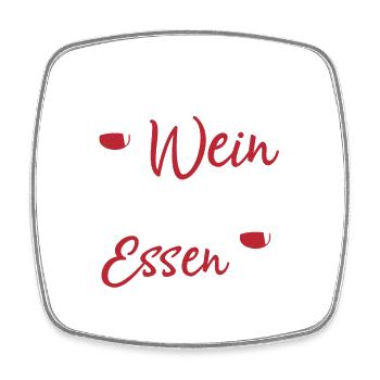 Ich koche gerne mit Wein. Manchmal kommt er sogar - Viereckiger Kühlschrankmagnet - Weiß - Vorne