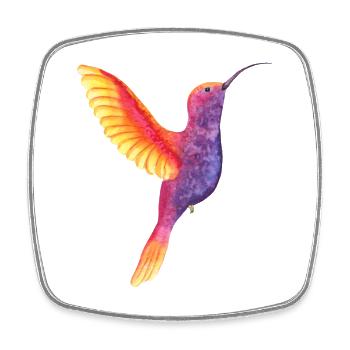 Colibri aquarelle vibrant - Magnet carré - blanc - Devant