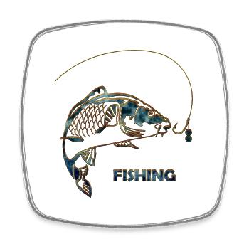 Fishing - Viereckiger Kühlschrankmagnet - Weiß - Vorne