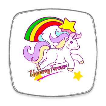 Licorne arc-en-ciel pour toujours - Magnet carré - blanc - Devant
