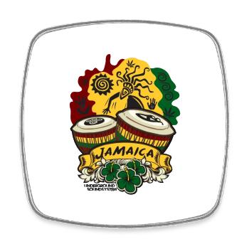 Jamaika Trommeln Rhythm - Viereckiger Kühlschrankmagnet - Weiß - Vorne