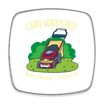 Gardener garden lawn mower gift - Square fridge magnet - white - Front