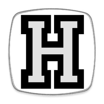Buchstabe H - Viereckiger Kühlschrankmagnet - Weiß - Vorne