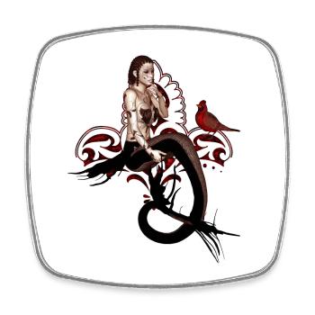 Magnifique sirène noire assise dans un arbre - Magnet carré - blanc - Devant