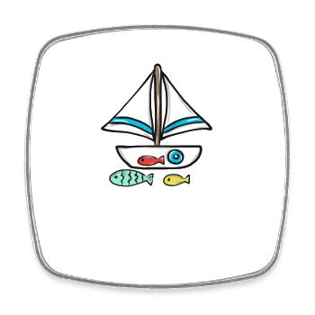 sailboat - Square fridge magnet - white - Front