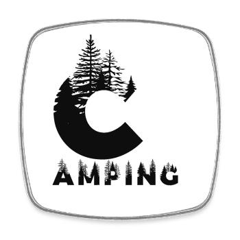 camping - Magnet carré - blanc - Devant