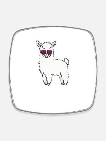 Lama Sonnenbrille - Viereckiger Kühlschrankmagnet - Weiß