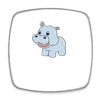 hippo - Square fridge magnet - white - Front