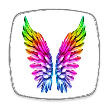 LGBT Regenbogen Engelsflügel Gay Lesbisch Queer - Viereckiger Kühlschrankmagnet - Weiß - Vorne