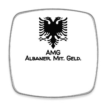 Albanien Flagge "AMG - Albaner mit Geld" - Viereckiger Kühlschrankmagnet - Weiß - Vorne