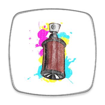 Graffiti Spraydose mit Spritzfarben - Viereckiger Kühlschrankmagnet - Weiß - Vorne
