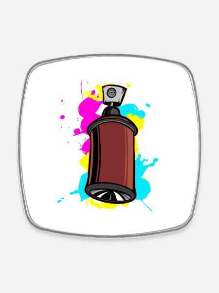 Bunter Schalfspray mit Graffiti-Design - Viereckiger Kühlschrankmagnet - Weiß