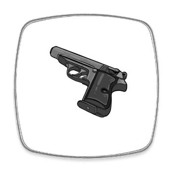 Pistol design with text motif - Square fridge magnet - white - Front