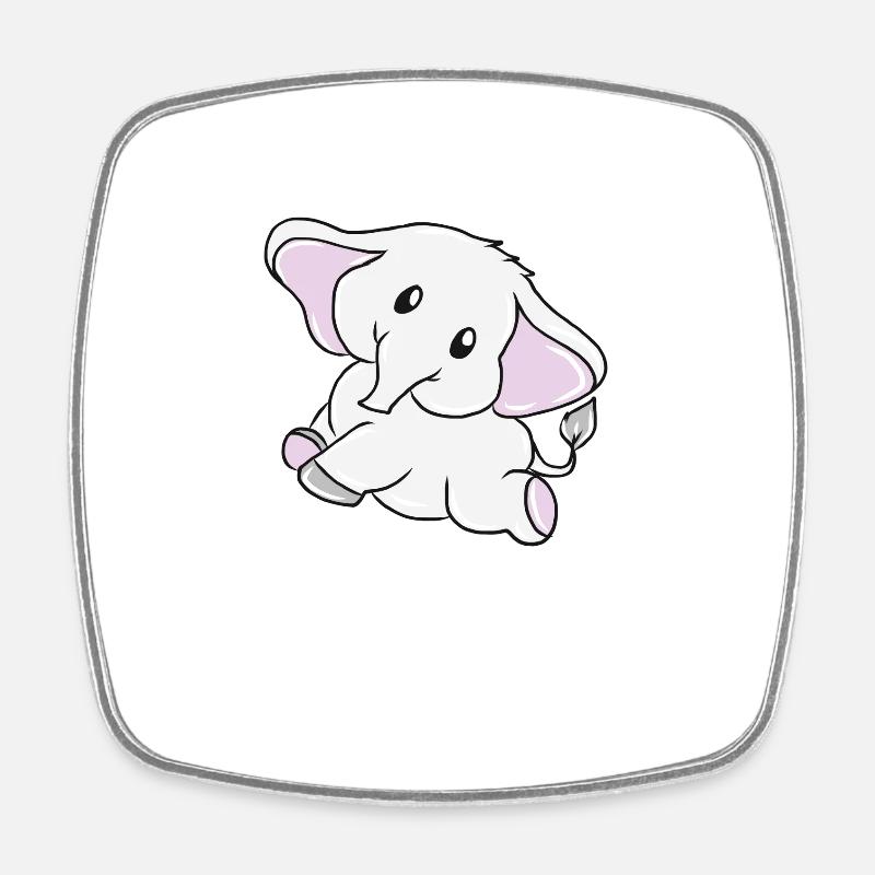 Elefant - Viereckiger Kühlschrankmagnet - Weiß