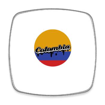 Kolumbianische Flagge mit Vintage Schriftzug - Viereckiger Kühlschrankmagnet - Weiß - Vorne