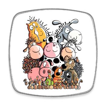 Animaux Drôles De La Ferme - Magnet carré - blanc - Devant