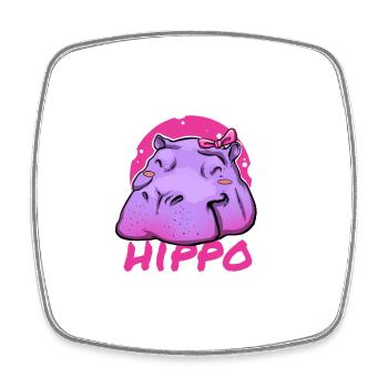 Cute Hippo with Pink Bow - Square fridge magnet - white - Front