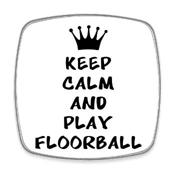 Keep calm and play floorball - Viereckiger Kühlschrankmagnet - Weiß - Vorne