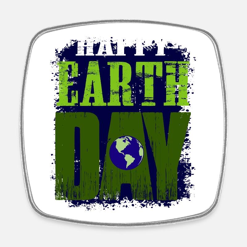 HAPPY EARTH DAY Motivational Design - Square fridge magnet - white