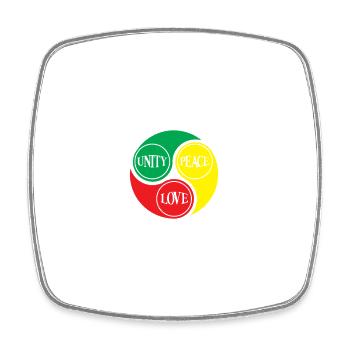 Mind Peace Love Triad Circle - Magnet carré - blanc - Devant