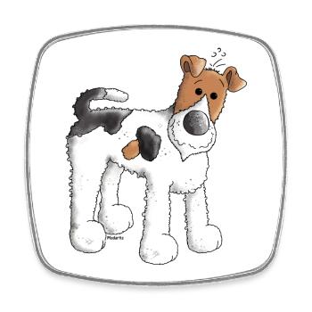 Foxterrier - Fox Terrier - Hund - Viereckiger Kühlschrankmagnet - Weiß - Vorne