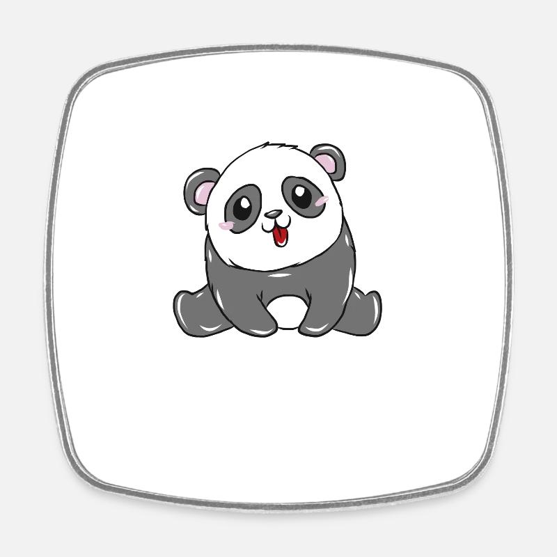 Panda Tier - Viereckiger Kühlschrankmagnet - Weiß