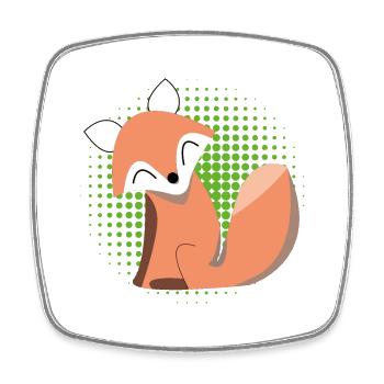 Smiling fox in halftone - Square fridge magnet - white - Front