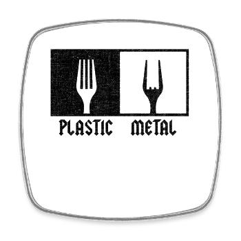 Plastic Metal Music Pommesgabel Festival Rock Fans - Square fridge magnet - white - Front