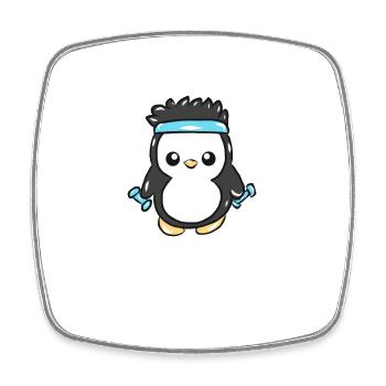 Pingouin de remise en forme - Magnet carré - blanc - Devant