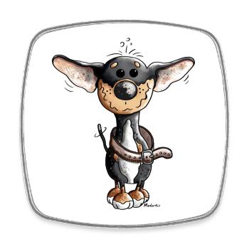 Fröhlicher Chihuahua - Hund - Viereckiger Kühlschrankmagnet - Weiß - Vorne