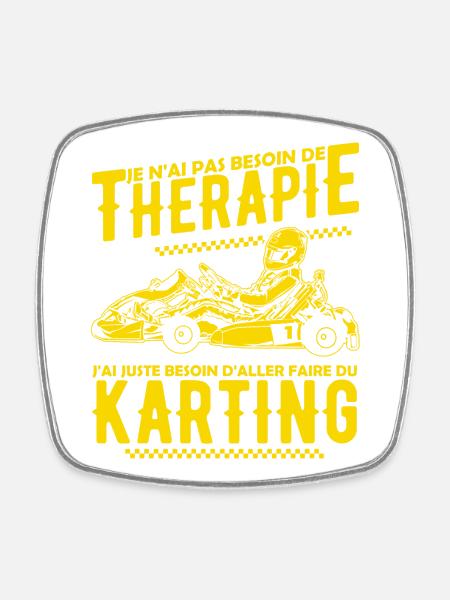 Thérapie Karting - Magnet carré - blanc