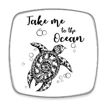 Take me to the Ocean - Schildkröte - Viereckiger Kühlschrankmagnet - Weiß - Vorne