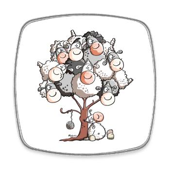 Funny Sheep Tree - Square fridge magnet - white - Front