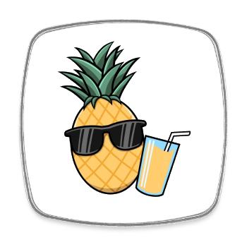 Pineapple summer sunglasses - Square fridge magnet - white - Front