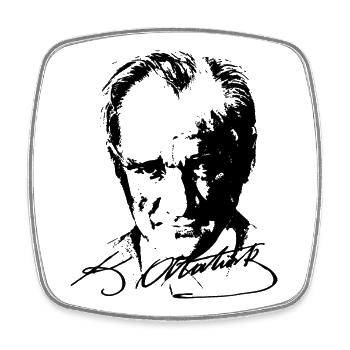 Mustafa Kemal Atatürk - Viereckiger Kühlschrankmagnet - Weiß - Vorne