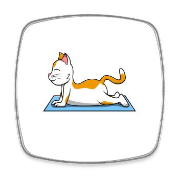Cat yoga - Square fridge magnet - white - Front