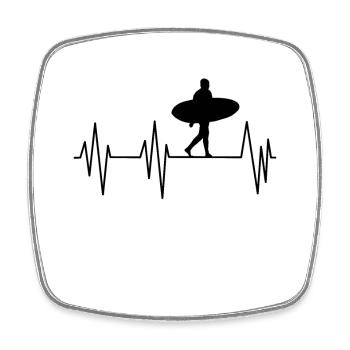 Surf Heartbeat – Surfer-Silhouette  - Viereckiger Kühlschrankmagnet - Weiß - Vorne