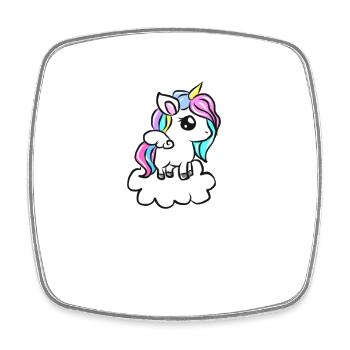 Regenbogenunicorn auf Wolke - Viereckiger Kühlschrankmagnet - Weiß - Vorne