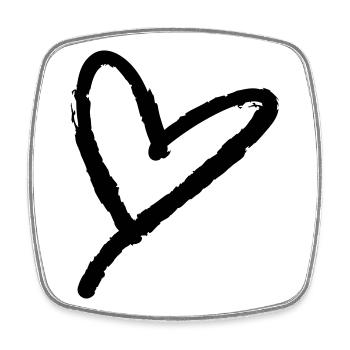 Worthy – Heart Sketch – Doodle Heart Motif - Square fridge magnet - white - Front